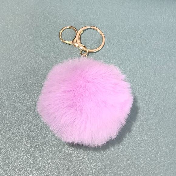 Fluffy Faux Fur Pom Pom Handbag Charm Keychain - Picture 7 of 7